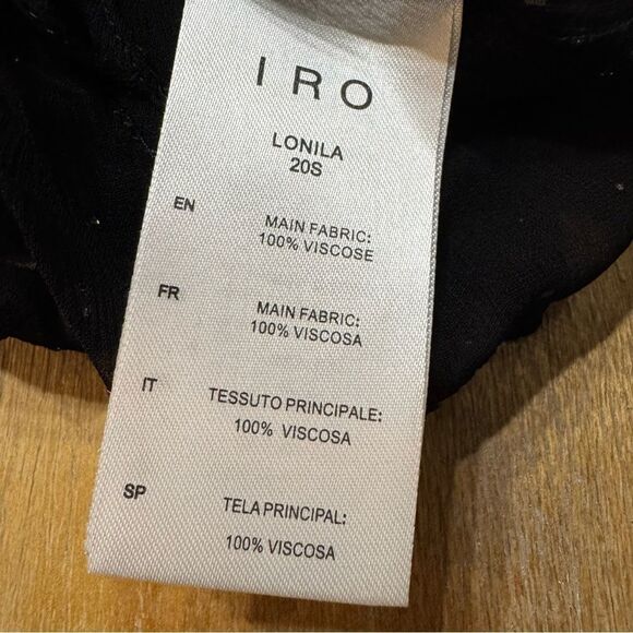 IRO Paris Lonila Ruffled Glitter-Embellished Georgette Blouse Medium Sz 36 Black - Picture 12 of 16